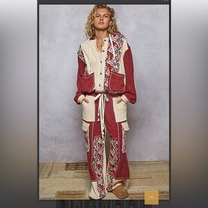 POL Red and Cream joggers